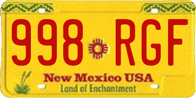 NM license plate 998RGF