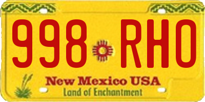 NM license plate 998RHO