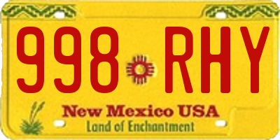 NM license plate 998RHY