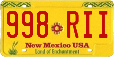NM license plate 998RII
