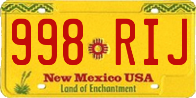 NM license plate 998RIJ