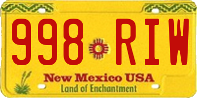 NM license plate 998RIW