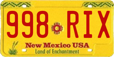 NM license plate 998RIX