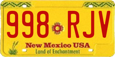 NM license plate 998RJV