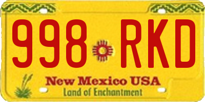 NM license plate 998RKD