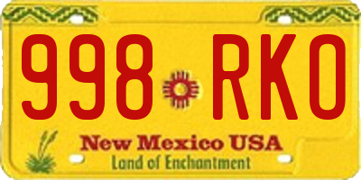 NM license plate 998RKO