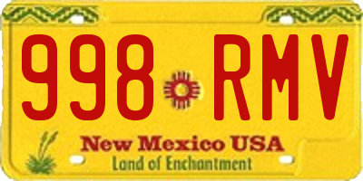 NM license plate 998RMV