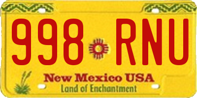 NM license plate 998RNU
