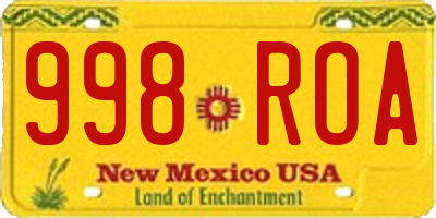 NM license plate 998ROA