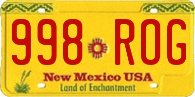 NM license plate 998ROG