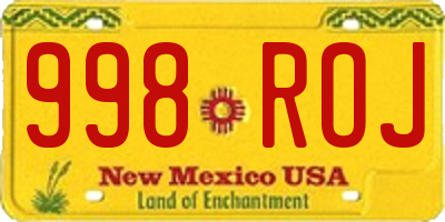 NM license plate 998ROJ