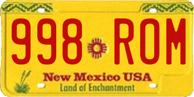 NM license plate 998ROM