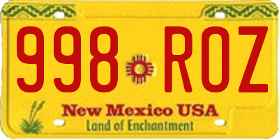 NM license plate 998ROZ