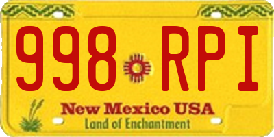 NM license plate 998RPI