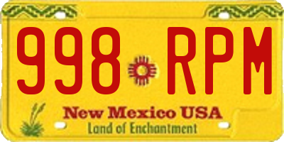 NM license plate 998RPM