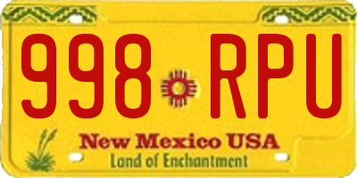 NM license plate 998RPU