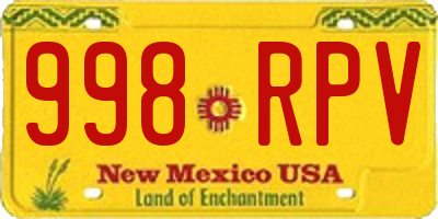 NM license plate 998RPV