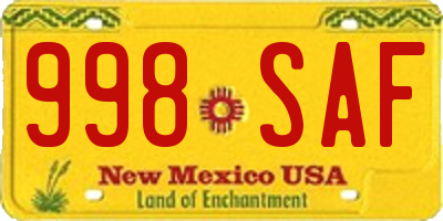 NM license plate 998SAF
