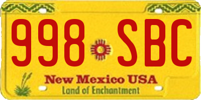 NM license plate 998SBC