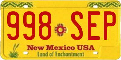 NM license plate 998SEP