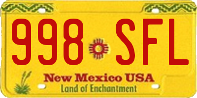 NM license plate 998SFL