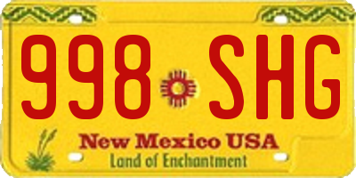 NM license plate 998SHG