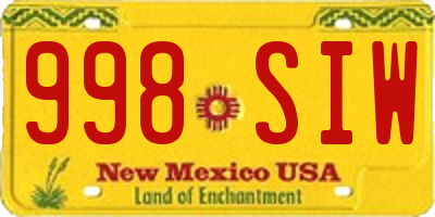 NM license plate 998SIW