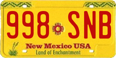 NM license plate 998SNB