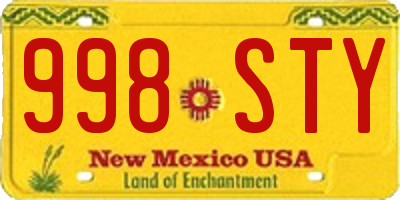 NM license plate 998STY