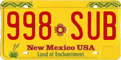 NM license plate 998SUB