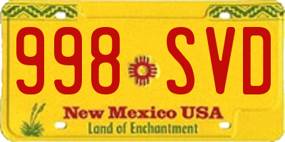 NM license plate 998SVD