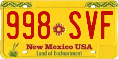 NM license plate 998SVF