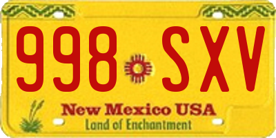 NM license plate 998SXV