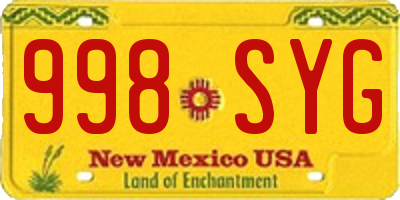 NM license plate 998SYG