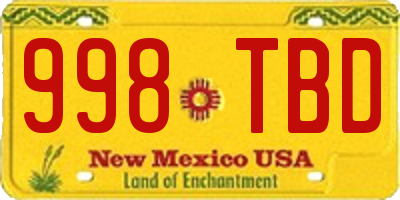 NM license plate 998TBD
