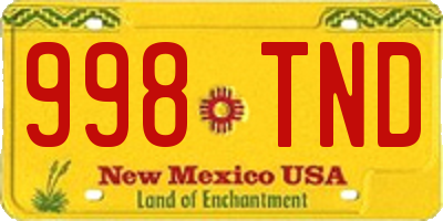 NM license plate 998TND