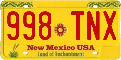 NM license plate 998TNX