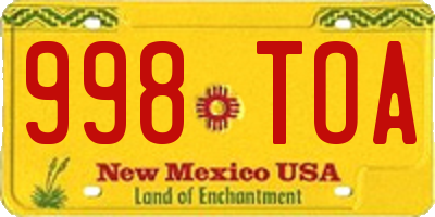 NM license plate 998TOA