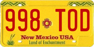 NM license plate 998TOD