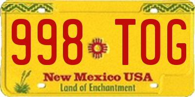 NM license plate 998TOG