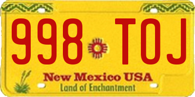 NM license plate 998TOJ