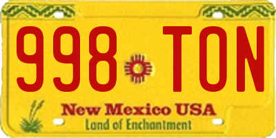 NM license plate 998TON