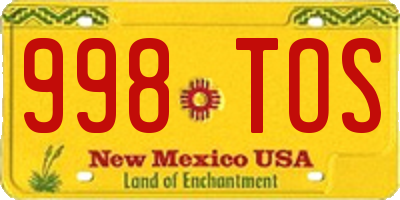 NM license plate 998TOS