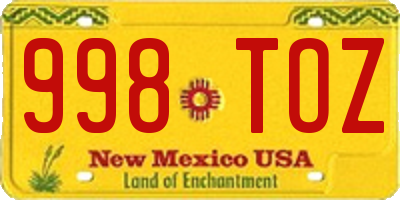 NM license plate 998TOZ