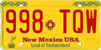 NM license plate 998TQW