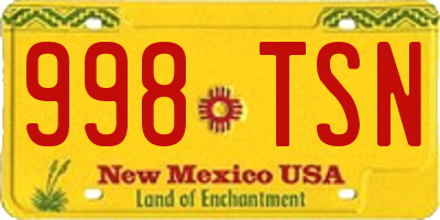 NM license plate 998TSN