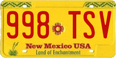 NM license plate 998TSV