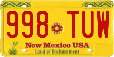 NM license plate 998TUW