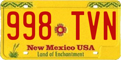 NM license plate 998TVN