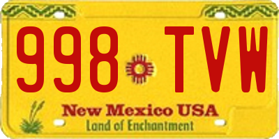 NM license plate 998TVW